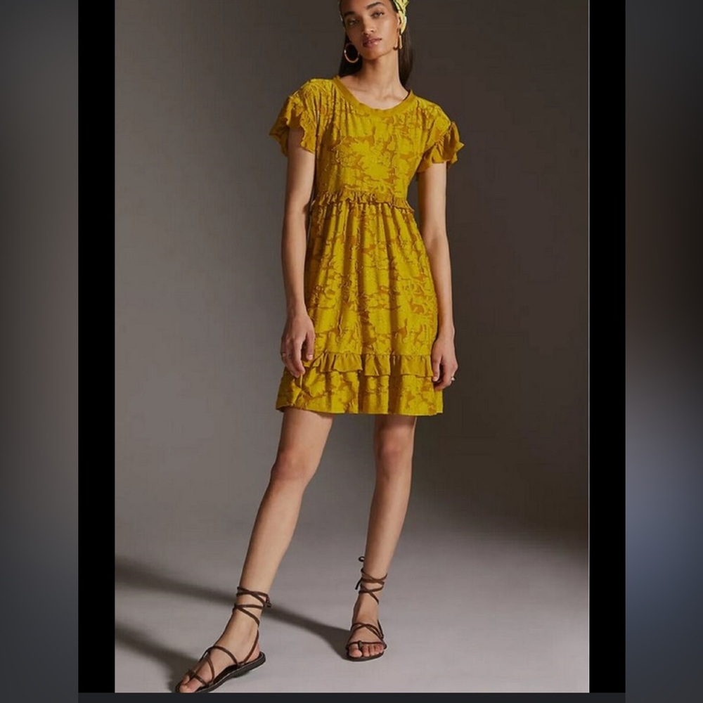 Anthropologie MP ruffle dress NWT, mustard yellow